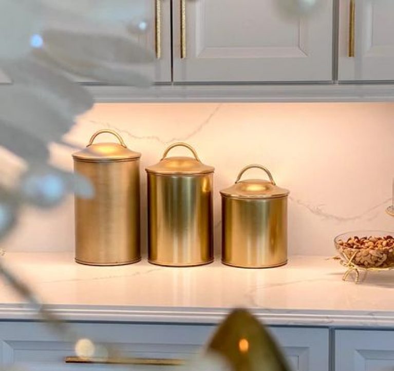 Gold Metal Canisters (Set of 3)