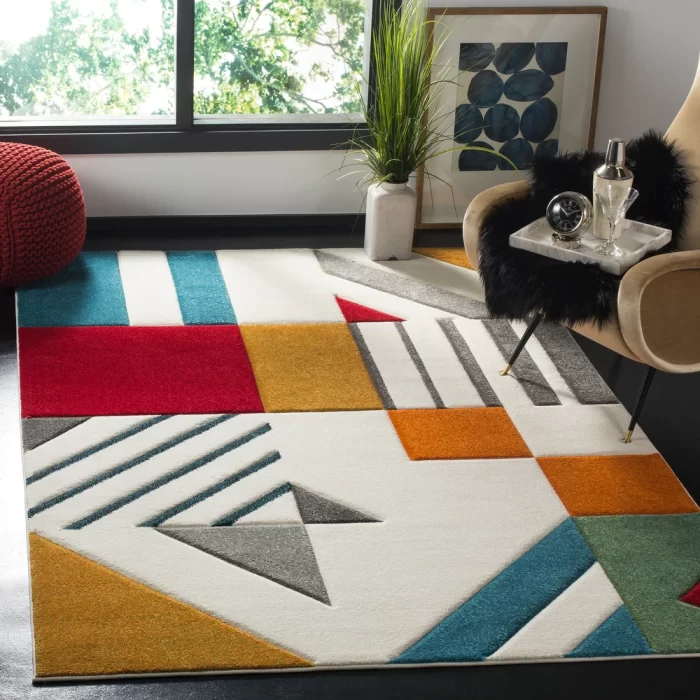 SAFAVIEH Hollywood SAFAVIEH Hollywood Tatianna Mid-Century Modern Abstract Rug - 8' x 8' Square