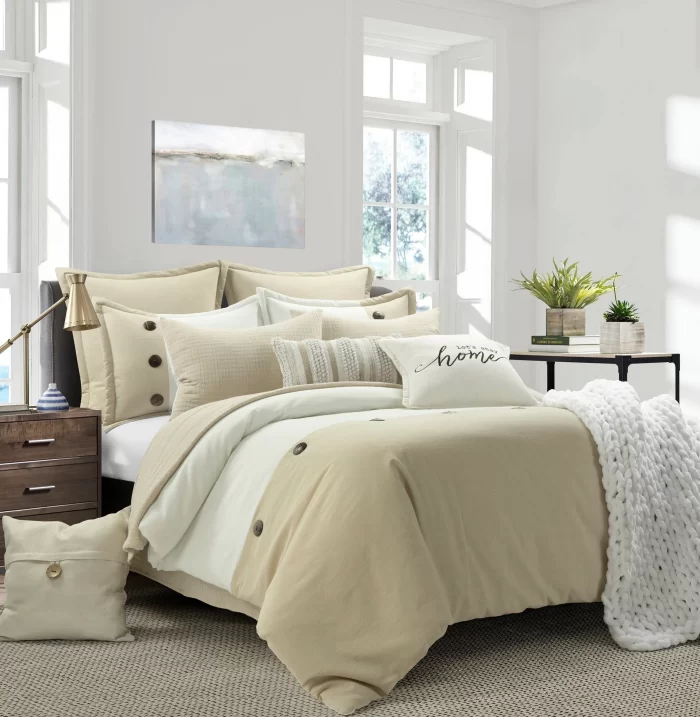 Belgian Flax Linen Rich Cotton Blend Duvet Cover 3 Piece Set