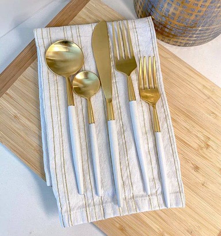 White and Gold Flatware Set