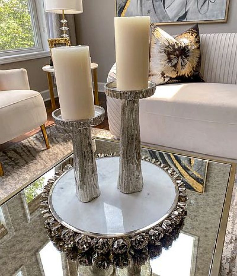 Silver Branch Pedestal Candle Holder - 2 Sizes