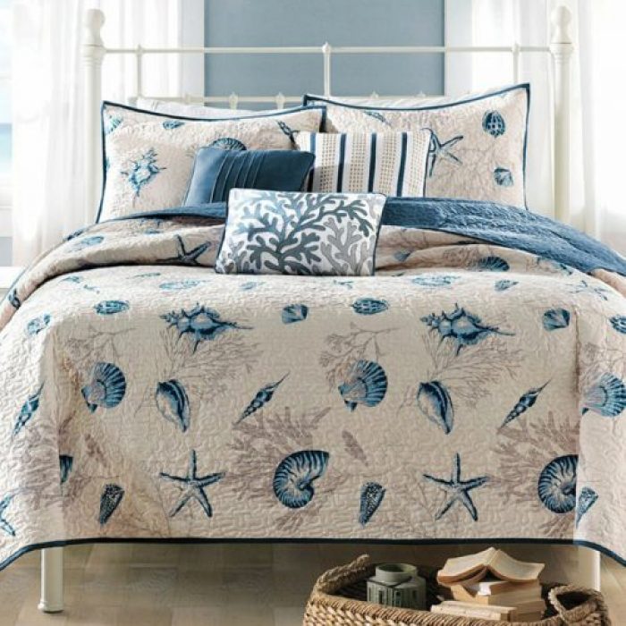 Blue Beach 6 Piece Coverlet Set