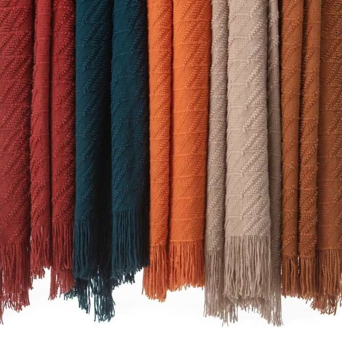 Chanasya Textured Boho Knit Throw Blanket
