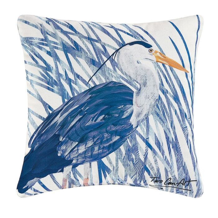 Blue Heron Coastal Throw Pillow