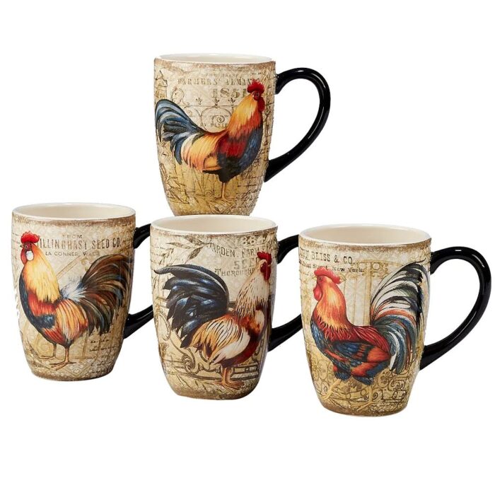 Gilded Rooster 20-ounce Mugs