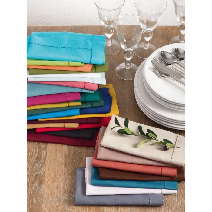 Hemstitched Linen Dinner Napkins Set of 4