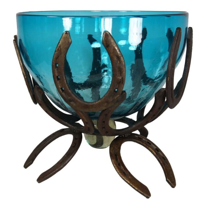 Horseshoe and Turquoise Glass Bowl
