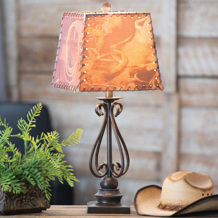 Scroll Metal Table Lamp - Western Shade