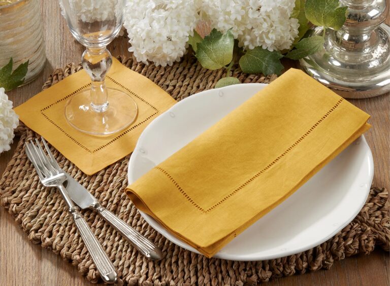 Brenza Hemstitched Linen Dinner Napkins Set