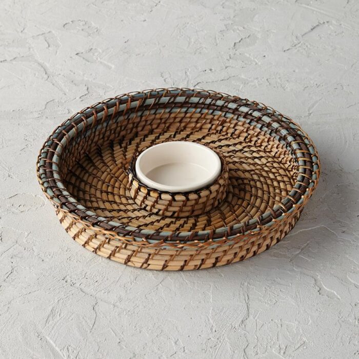Rattan Nito Serving Collection - Chip & Dip Server