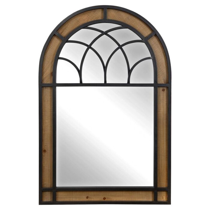 24 in. H x 36 in. W Arched Wood FirsTime & Co. Brown Hemmingway Arch Farmhouse Framed Wall Mirror