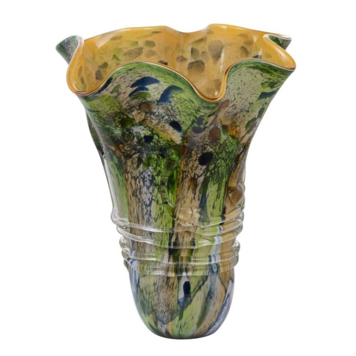 A & B Home Svirla Blown-Glass Multi-Color Ripple Vase