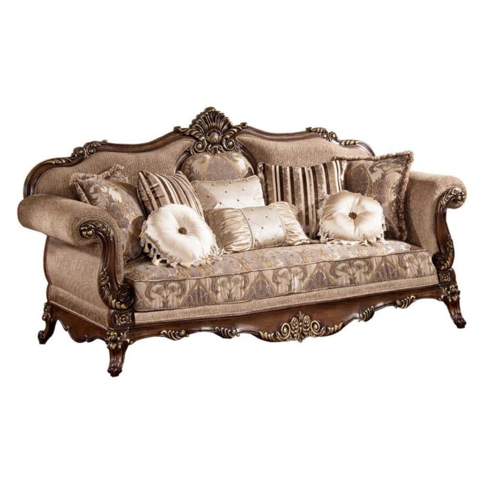Best Master Furniture Oxford 94 in. Traditional Hazelnut Floral Chenille 3-Seater Sofa