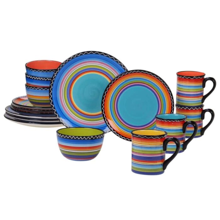 Certified International Tequila Sunrise 16-Piece Traditional Multi-color Ceramic Dinnerware Set (Service for 4)