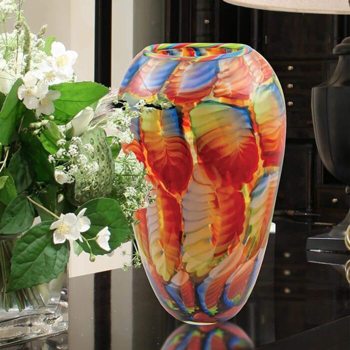 Dale Tiffany Adoro Multi-Colored Hand-Blown Art Glass Vase