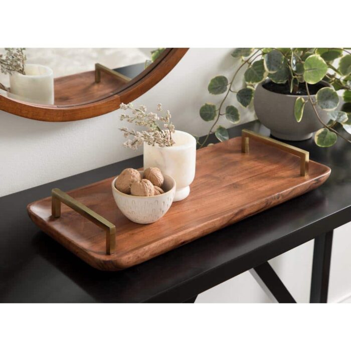 Kate and Laurel Cantwell Walnut Brown Decorative Tray