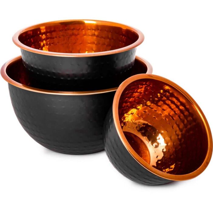 LEXI HOME Black/Copper Stainless Steel Nested Mixing Bowls (Set of 3)