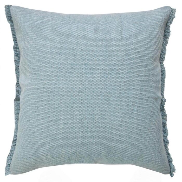 LR Home Neera Light Blue Solid Fringe Soft Polyfill 20 in. x 20 in. Throw Pillow