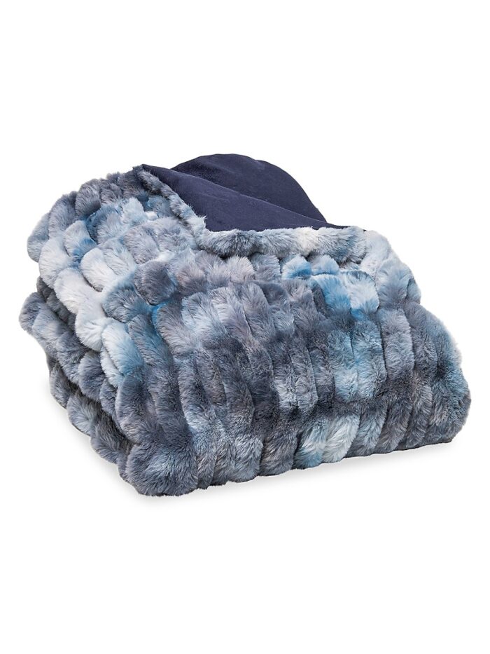 Luxe Faux Fur Signature Faux Fur Throw - Cony Ice Blue