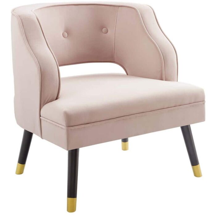 MODWAY Traipse Pink Button Tufted Open Back Performance Velvet Armchair