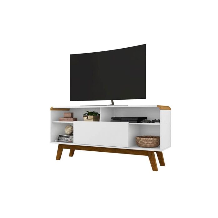 Manhattan Comfort Camberly 53.54 in. White and Cinnamon TV Stand Fits TV's up to 65 in. with Cable Management