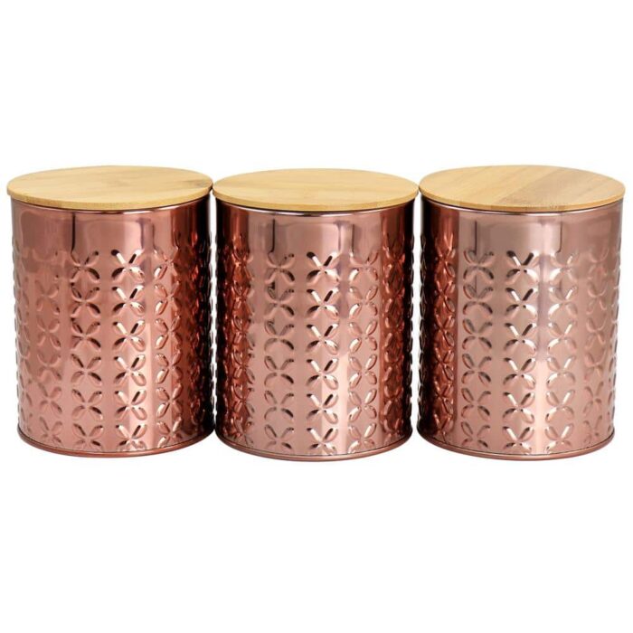 MegaChef 3-Piece Aluminum Canister Set in Copper