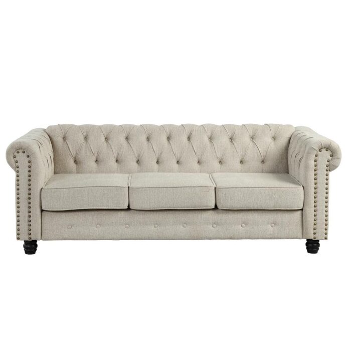 Morden Fort Linen Couches for Living Room 82 in. Sofas for Living Room Furniture Sets in Beige