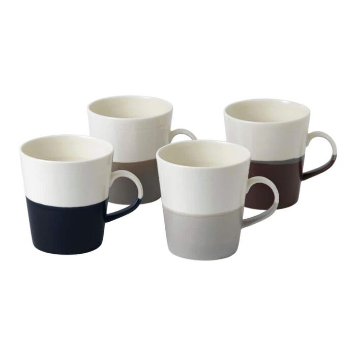 Royal Doulton Coffee Studio 19 oz. Mixed Colors Porcelain Mug Grande (Set of 4), White/ Blue/ Grey/ Taupe and Burgandy