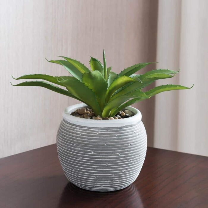 Southwest Indoor Artificial Agave in Gray Ceramic Pot