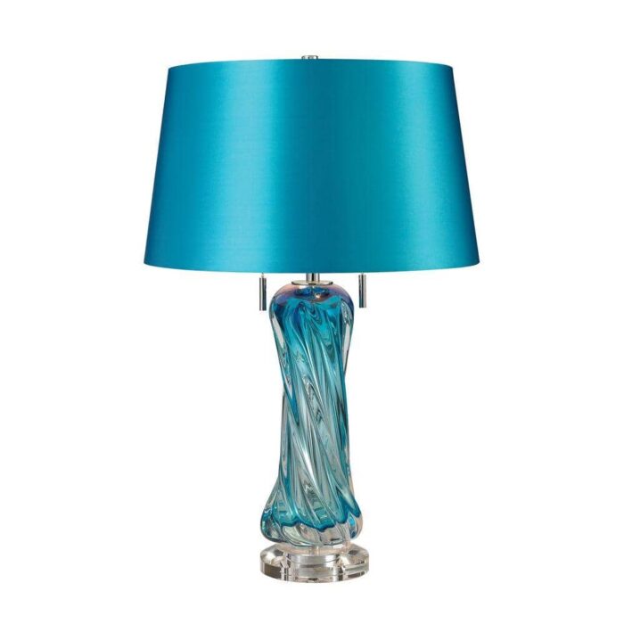 Titan Lighting 24 in. Blue Vergato Free Blown Glass Table Lamp