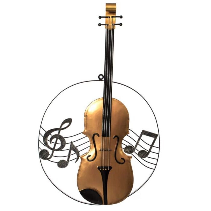 Vintiquewise Hanging Metal Violin Musical Note Wall Art Decor Sculpture for Home Bar Instrument