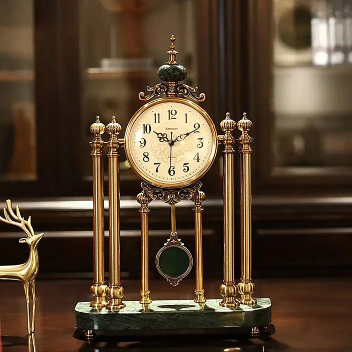 Bronze Mantel & Table Top Clock with Pendulum