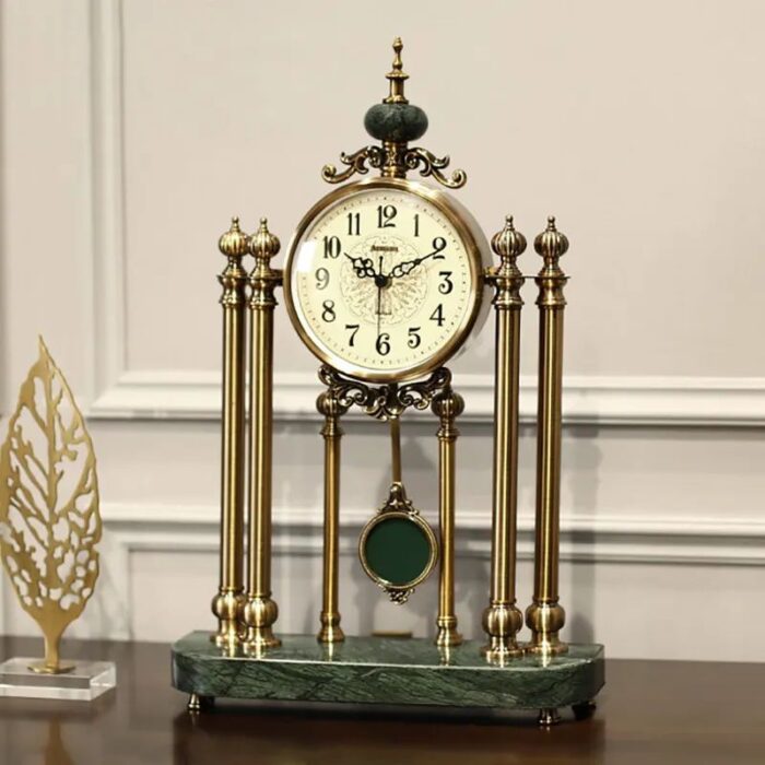 Bronze Mantel & Table Top Clock with Pendulum