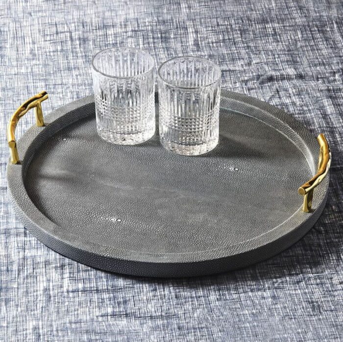 Gray Decorative Tray With Handles