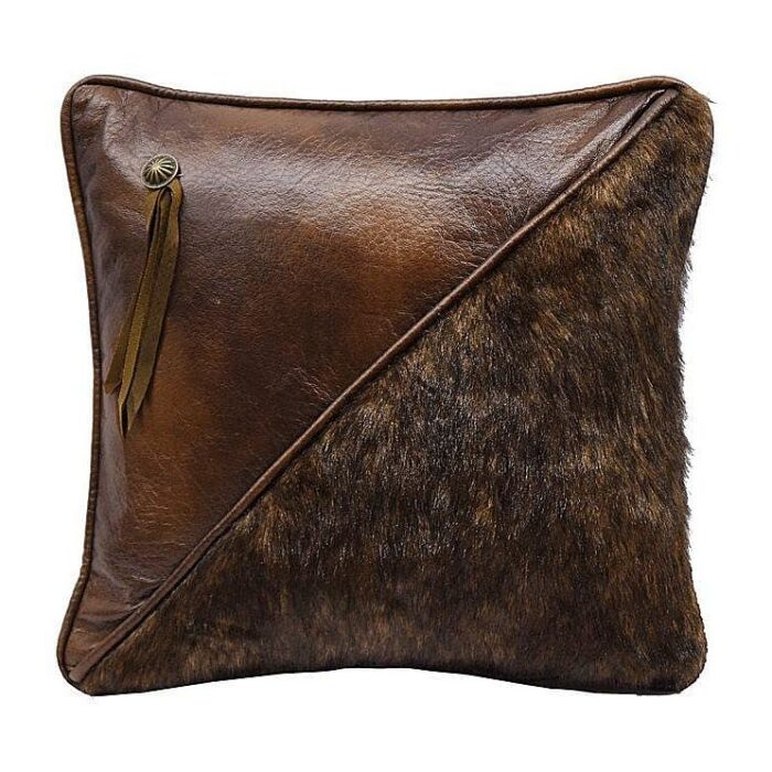 Faux Fur & Faux Leather Throw Pillow