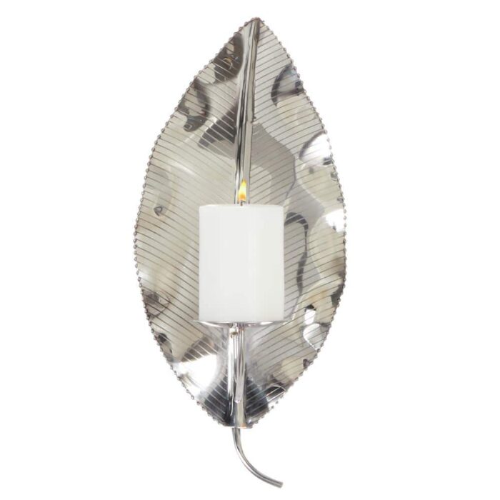 Litton Lane Silver Stainless Steel Contemporary Candle Wall Sconce