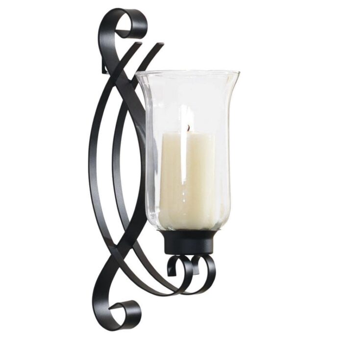 Mirrorize Canada Contemporary Swirl Black Metal Candle Sconce (14 in. x 4.5 in.)