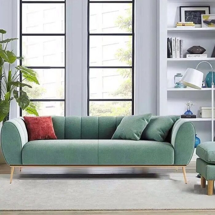 Modern Green Velvet 3-Seater Sofa