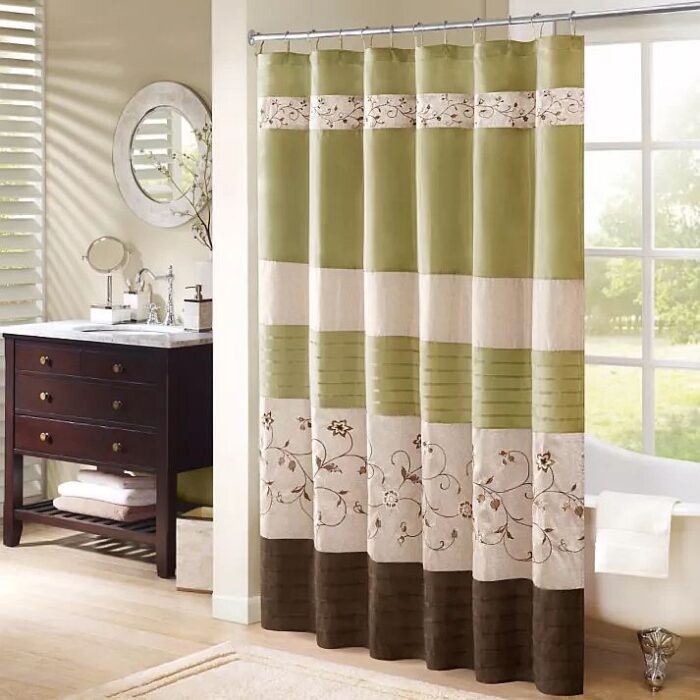 Serene Embroidered Shower Curtain