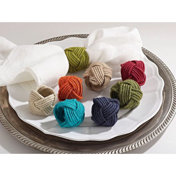 Set of 4 Braided Jute Napkin Rings