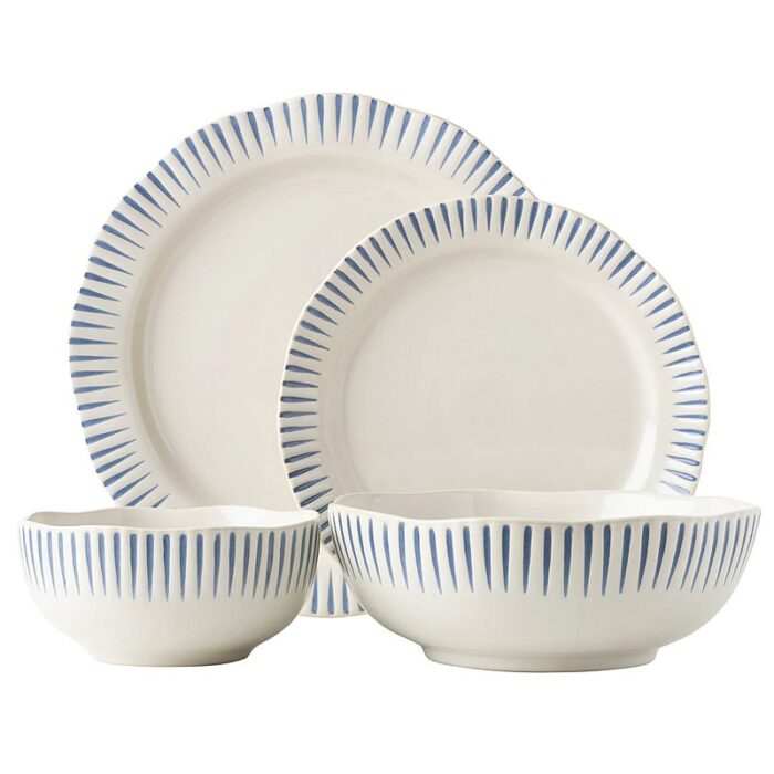 Sitio Stripe Indigo Dinnerware 4-Piece