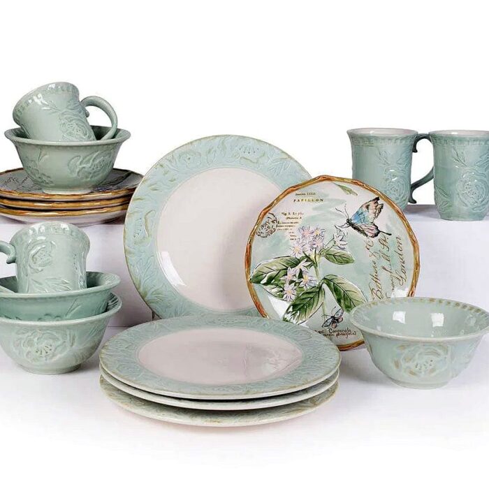 Toulouse Green 16 Piece Dinnerware Set