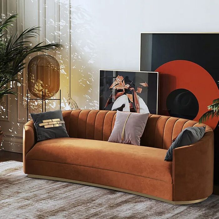 Modern Velvet Sofa with Stainless Steel Base