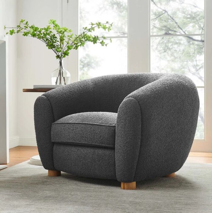 Abundant Boucle Upholstered Fabric Armchair