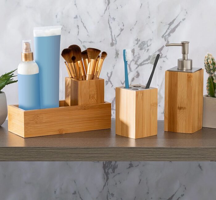 Bamboo 4-Piece Bathroom Counter Set