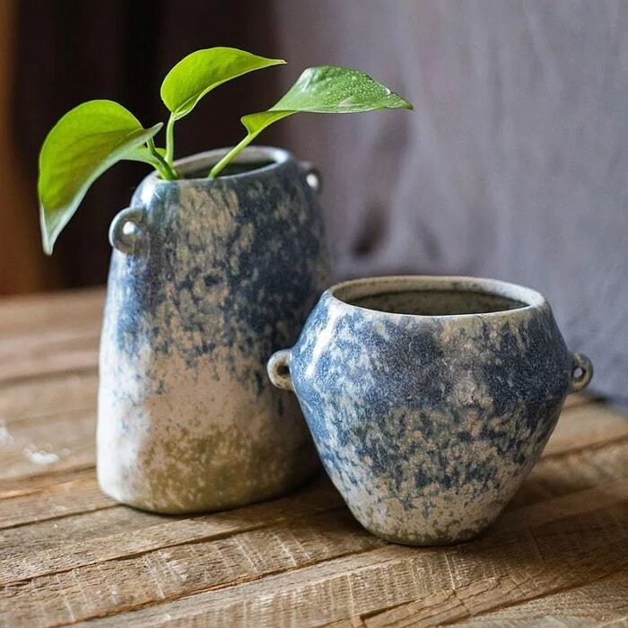 RusticReach Kiln Glazed Blue Vase