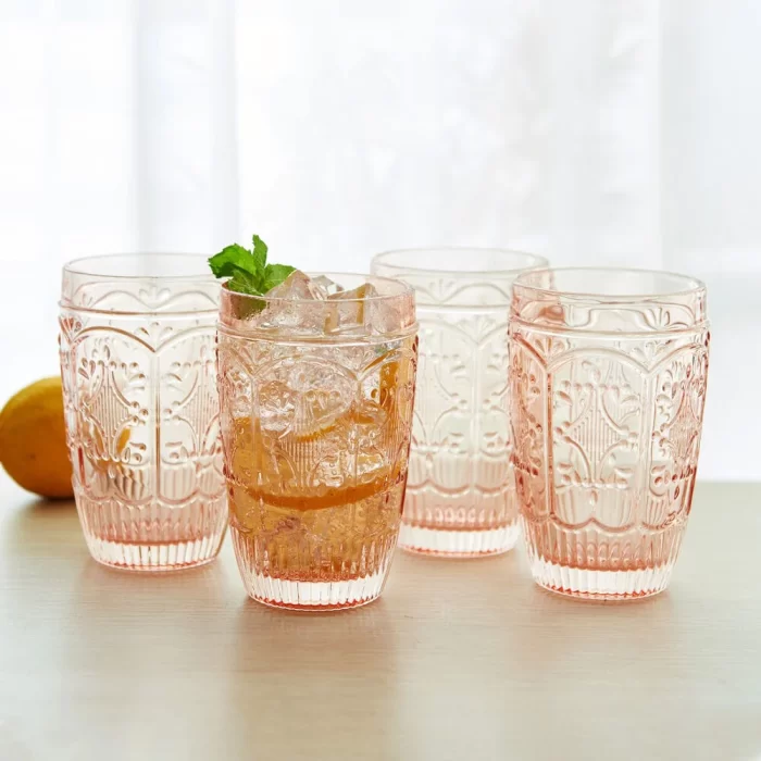 Trestle Highball Glasses Set of 4, Blush