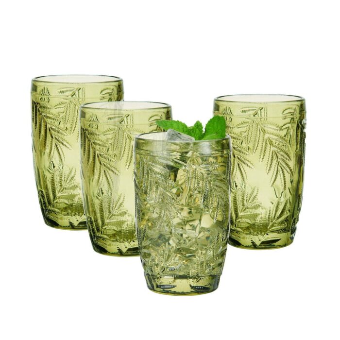 Villa Palm Highball Glasses Set of 4 - Green