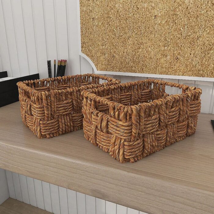 Brown Jute Coastal Storage Basket Set of 2