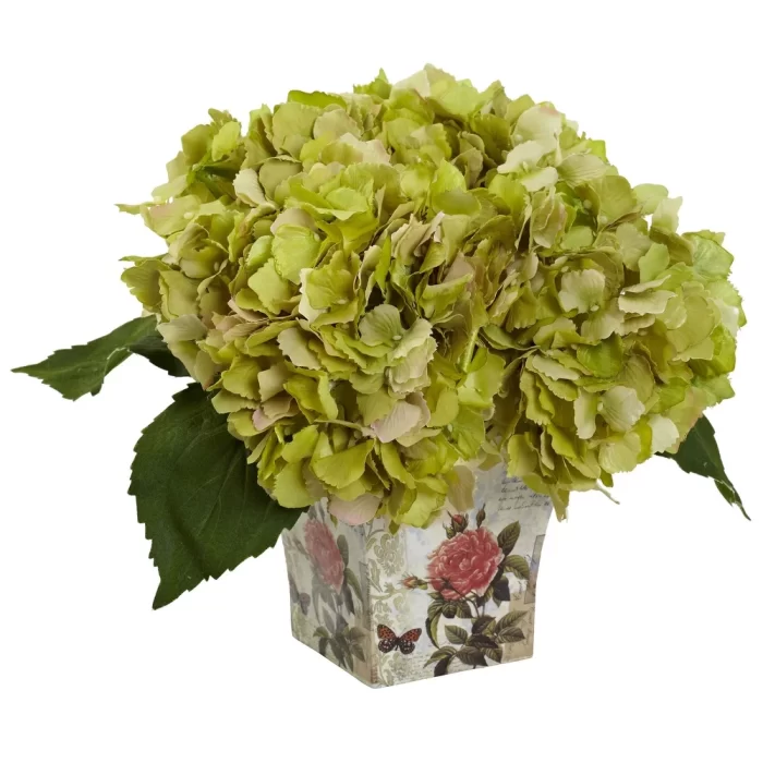Hydrangea with Floral Planter – Pink